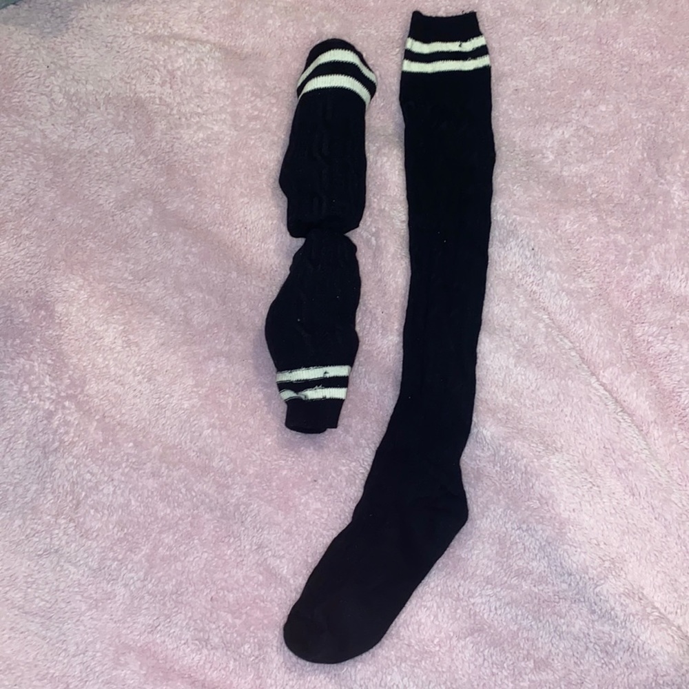 Knee High Black Knit Socks
